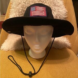 Boonie Hat Black USA Wide Rim Sun Protection Fishing Gardening Outdoor S/M L/XL